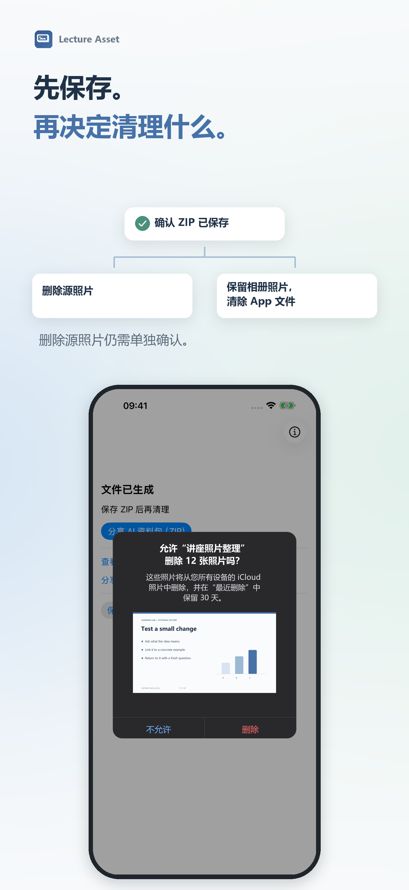 Lecture Asset:保存后再清理源照片