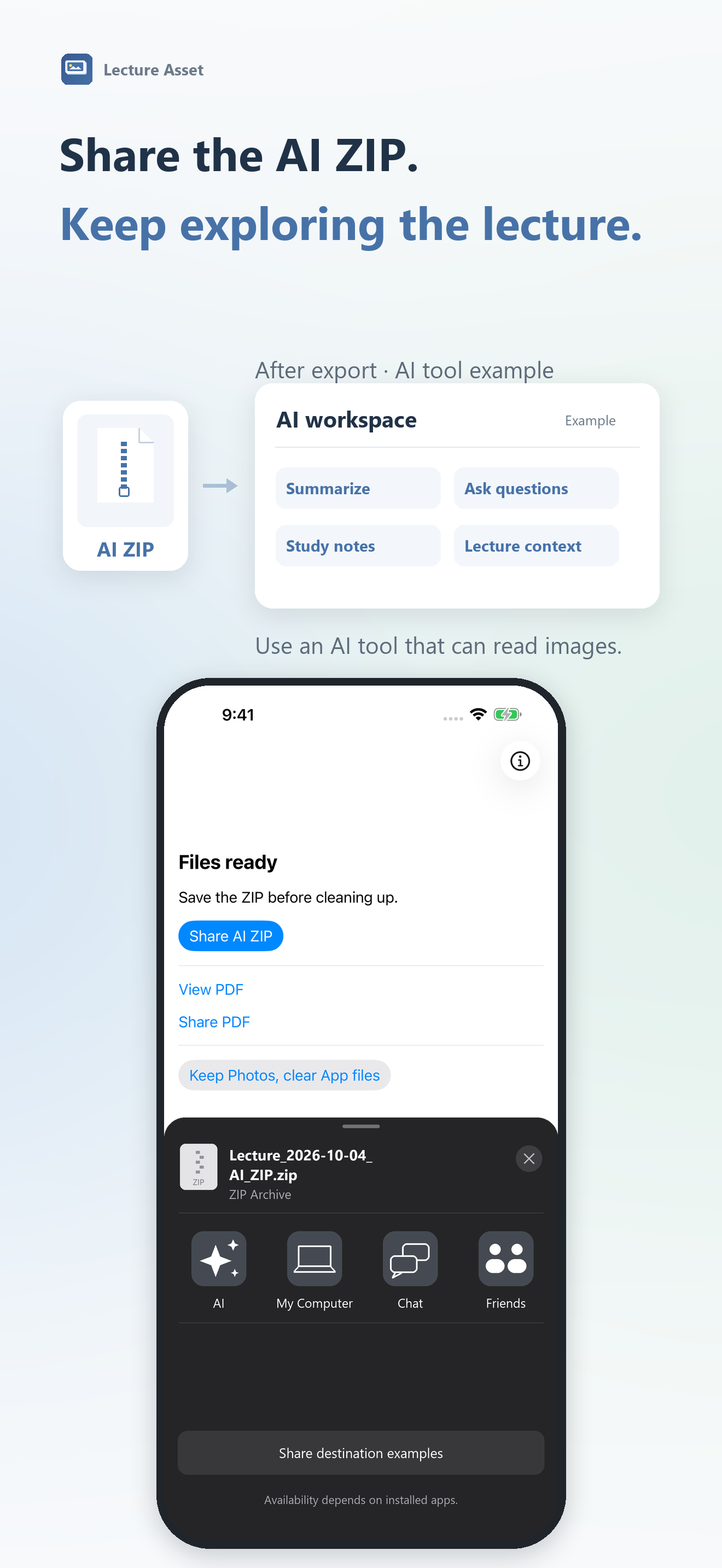 Lecture Asset: A package for an external AI tool